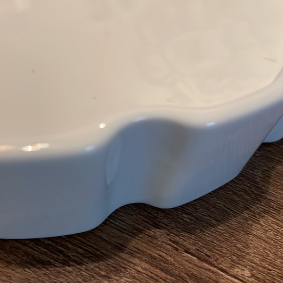 Fitz & Floyd Vintage White Pie Torte Baking Dish Ruffle Edge Quiche Bakeware - Picture 3 of 5
